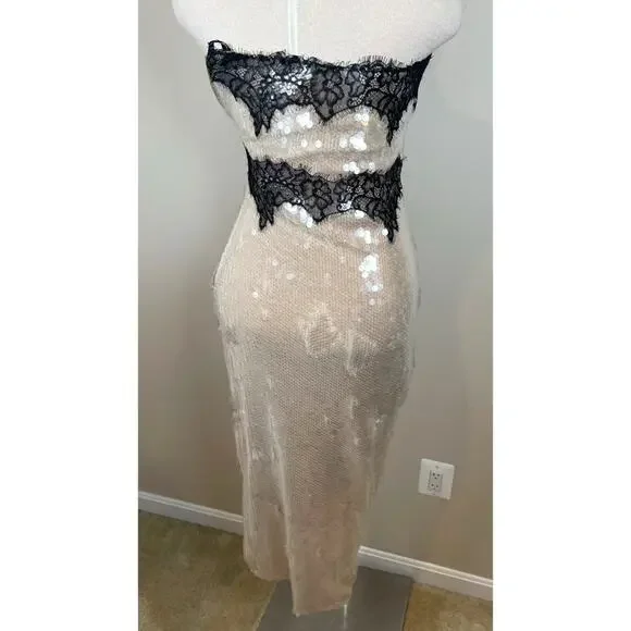 knee length dresses for ladies Sequin Strapless Midi Dress – Clothe Boutique